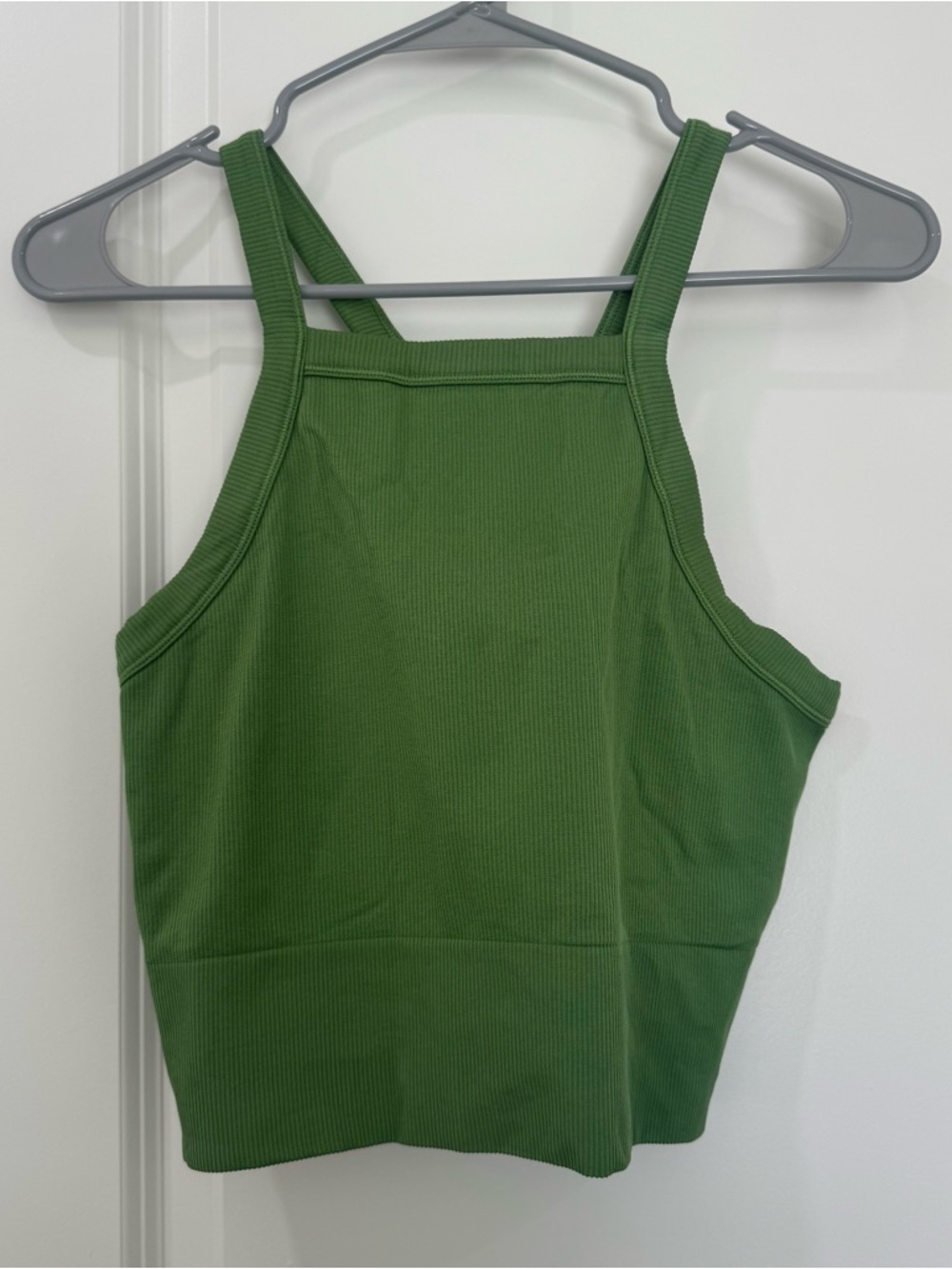 Athleta Aurora Green Seamless Crop Ribbed Square-Neck Tank